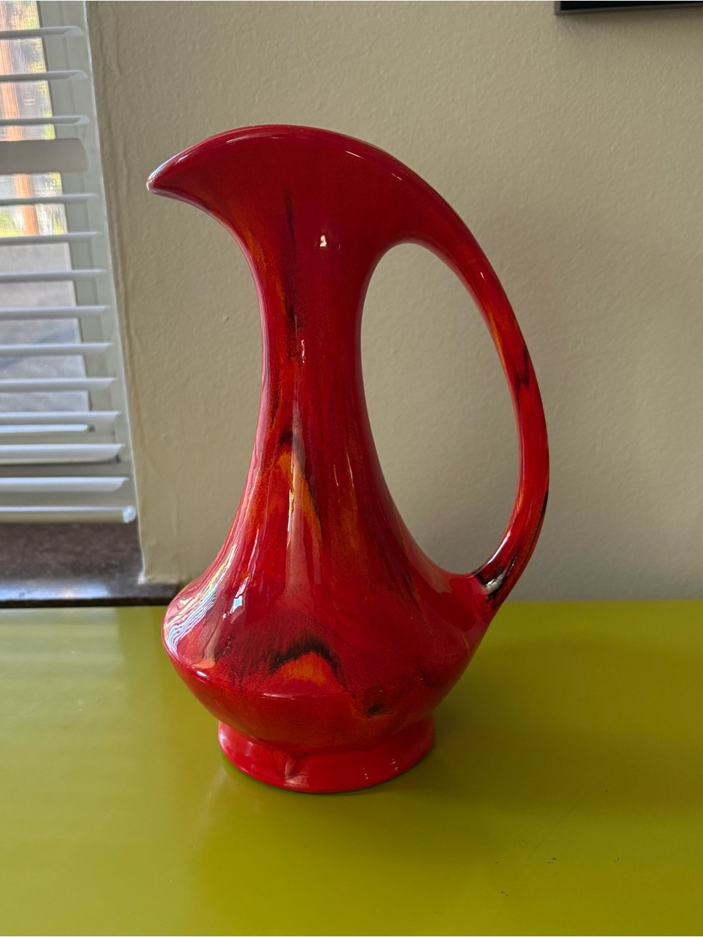 Vintage Mid Century Modern Drip Glaze Vase Ewer
